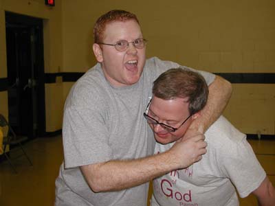 Steve headlocks Marty